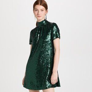 Staud Ilana Mini Dress in Emerald Size Medium